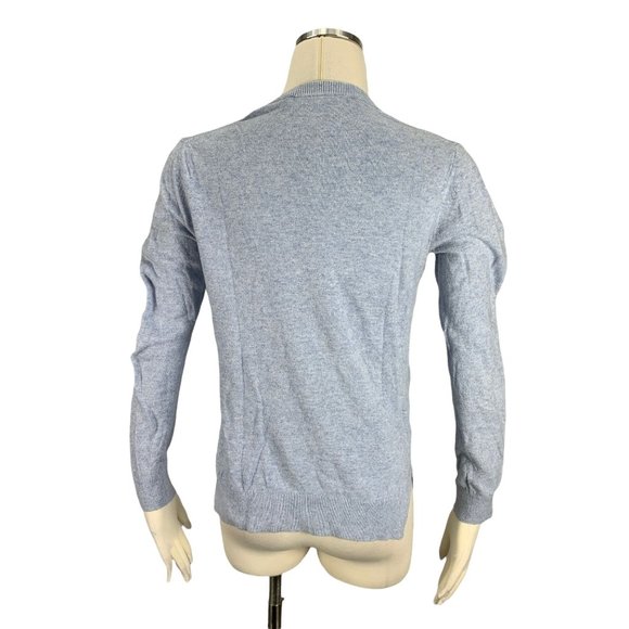 Ann Taylor LOFT Medium Sweater Cashmere Waffle Front Blue Sky - Picture 3 of 6